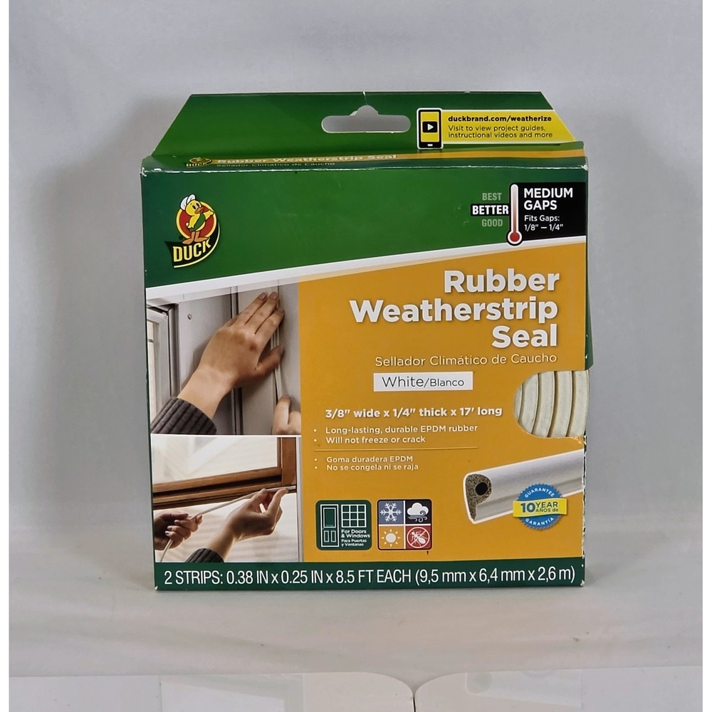 Rubber Weatherstrip Seal Brown 2 Strips 0.38" x 0.25" x 8.5' Each